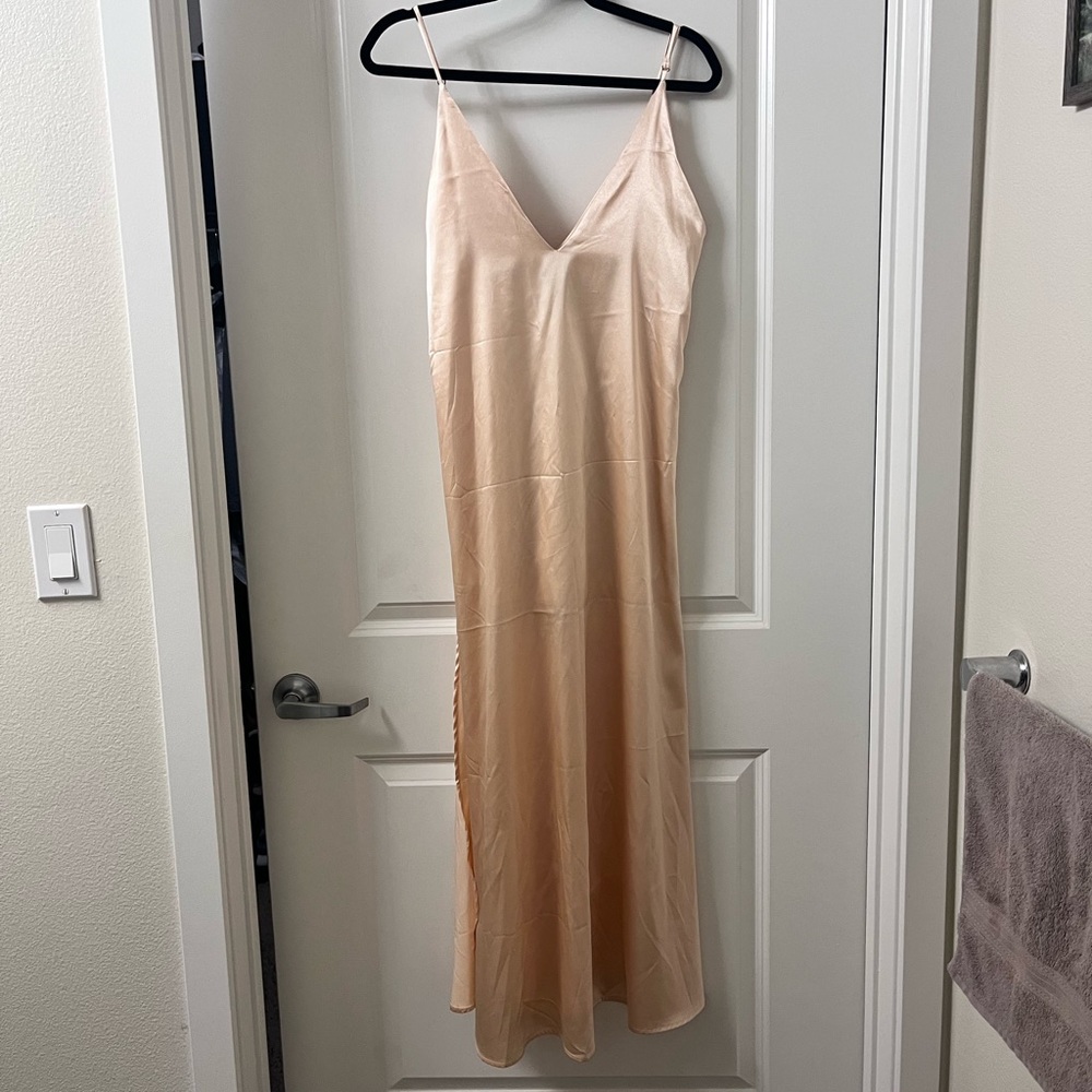 Light champagne satin dress